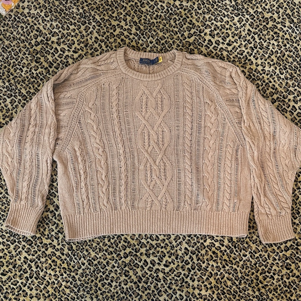 Polo Ralph Lauren Cable Knit Sweater in Beige